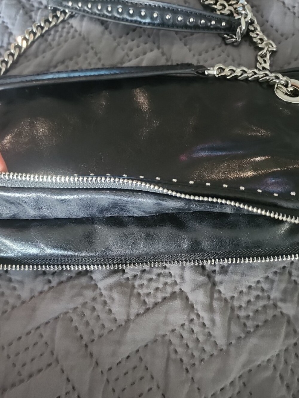 Zara Black Studded Chain-Handle Shoulder Bag - Picture 2 of 12